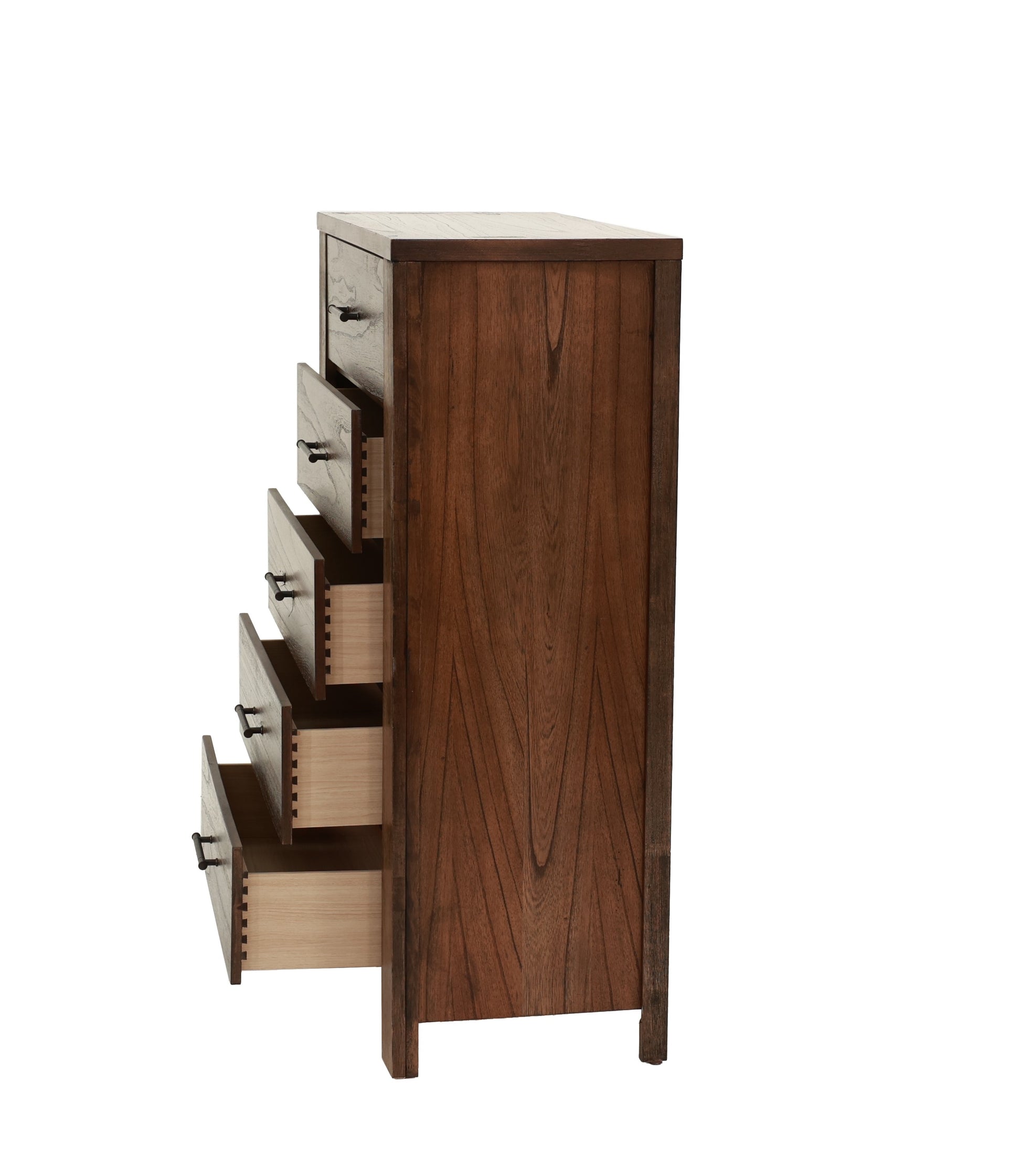 Oak Finish 1Pc Chest Of Drawers Wooden Texture 5X Drawers Storage Bedroom Furniture Oak Bedroom Contemporary,Modern,Transitional Rubberwood Particle Board Mdf,Rubber Wood