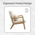 Coolmore Modern Accent Chair, Solid Wood Padding Lounge Armchairs With One Pillow For Living Room, Bedroom, Guest Room Beige Beige Brown Primary Living Space Modern Rubberwood Foam Velvet