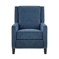 Modern Home Furniture Reclining Chair 1Pc Blue Textured Fabric Upholstered Trim Solid Wood Frame Self Reclining Motion Chair Blue Polyester Wood Modern Solid Wood