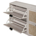 4 Door Shoe Rack, Freestanding Modern Shoe Storage Cabinet, For Entryway White Particle Board