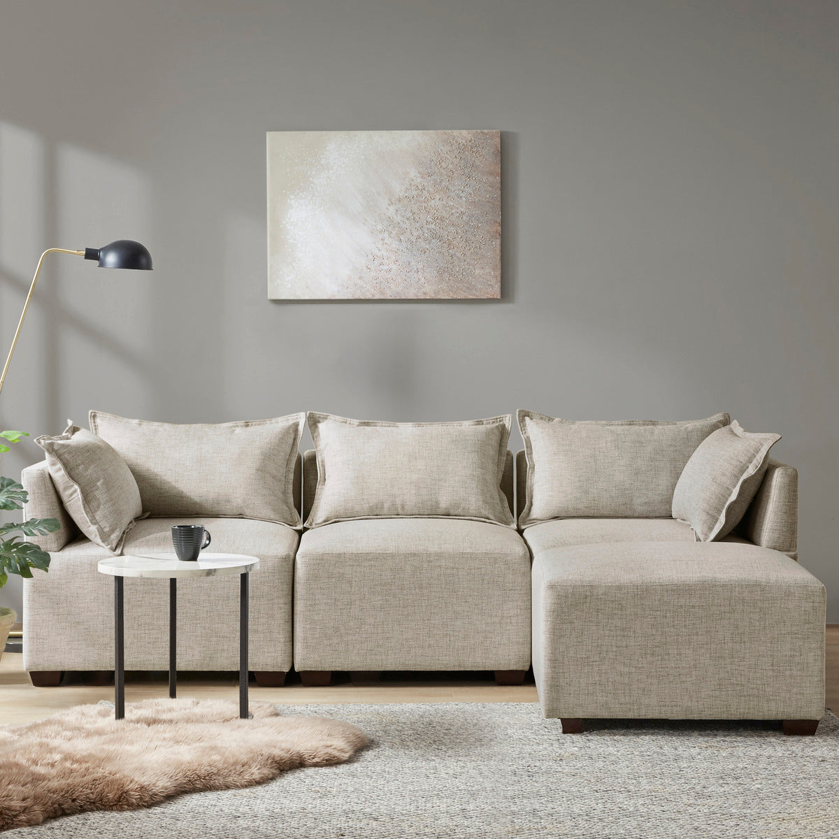 Modular Ottoman Linen Polyester