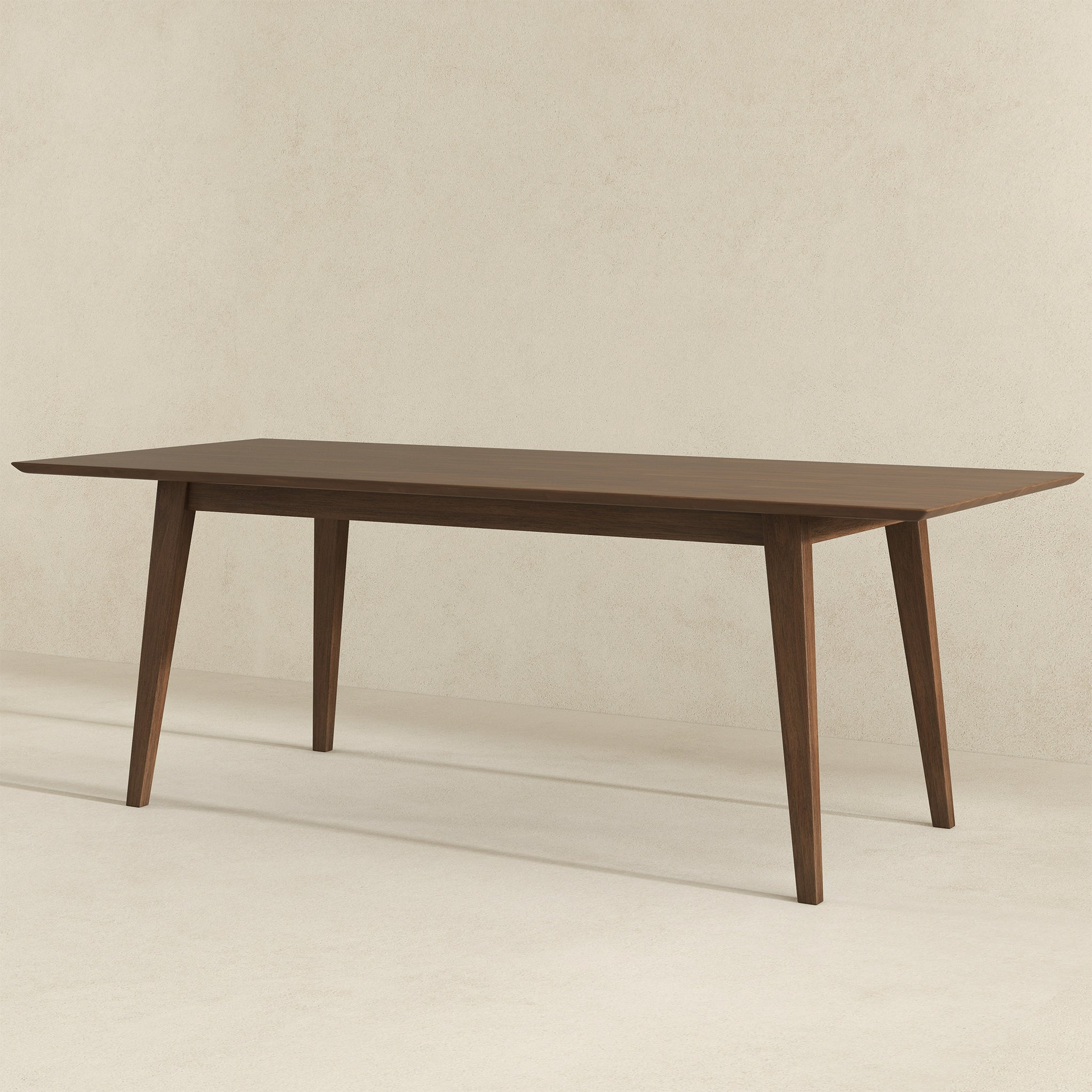 Levi Modern Style Solid Wood Rectangular Dining Kitchen Table 86" Brown Seats 4 Brown Dining Room Mid Century Modern Walnut Rectangular Solid Wood