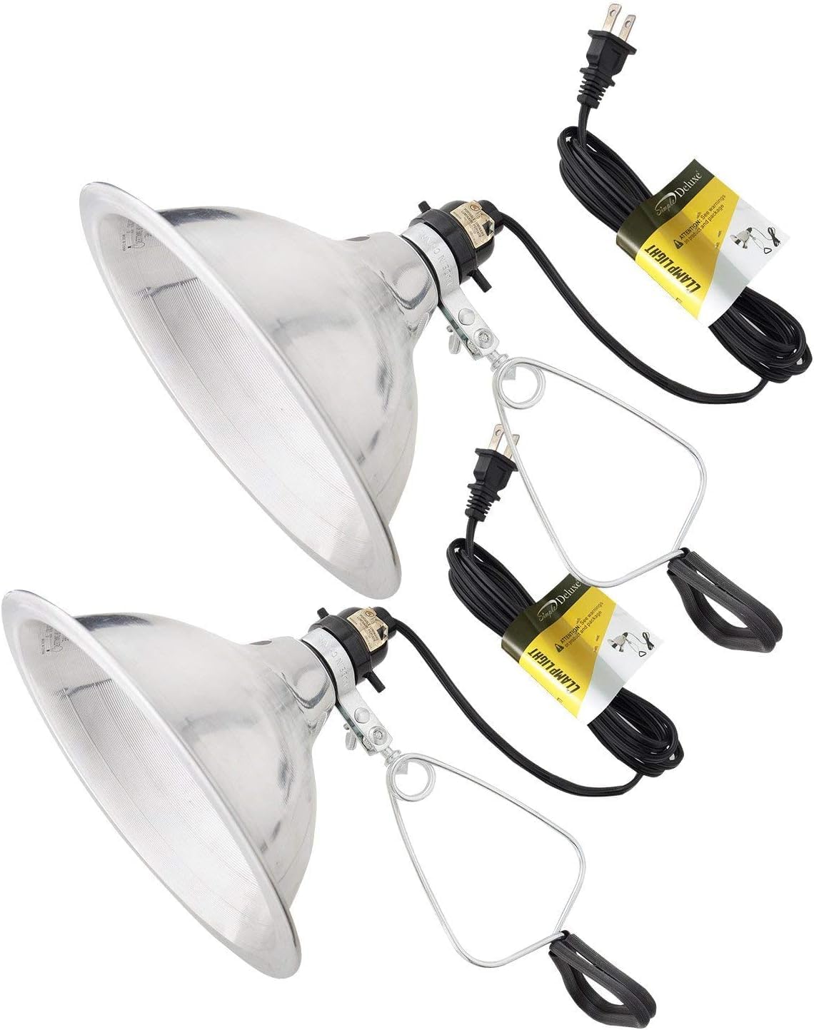 Hiwkltclamplightmx2 2 Pack Clamp Lamp Light With 8.5 Inch Aluminum Reflector Up To 150 Watt E26 Socket No Bulb Included 6 Feet 18 2 Spt 2 Cord, Silver Silver Aluminium