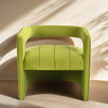 Modern Velvet Accent Chair With Ribbed Detail, Luxury Curved Fully Upholstered Accent Chair, Green No Assembly Needed Green Velvet