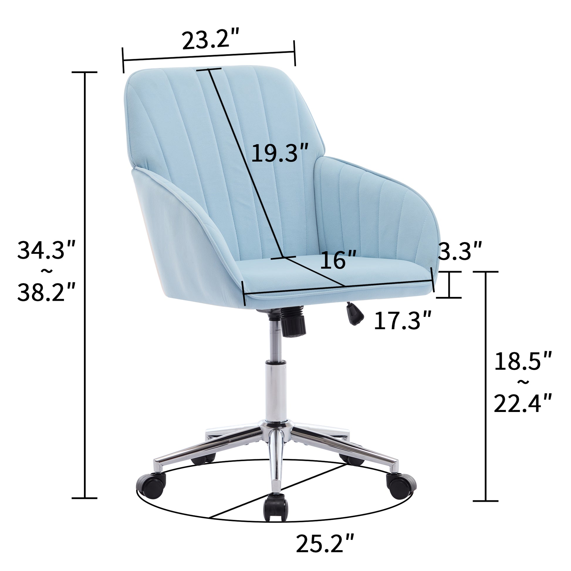 Ty Office Chair Baby Blue Velvet