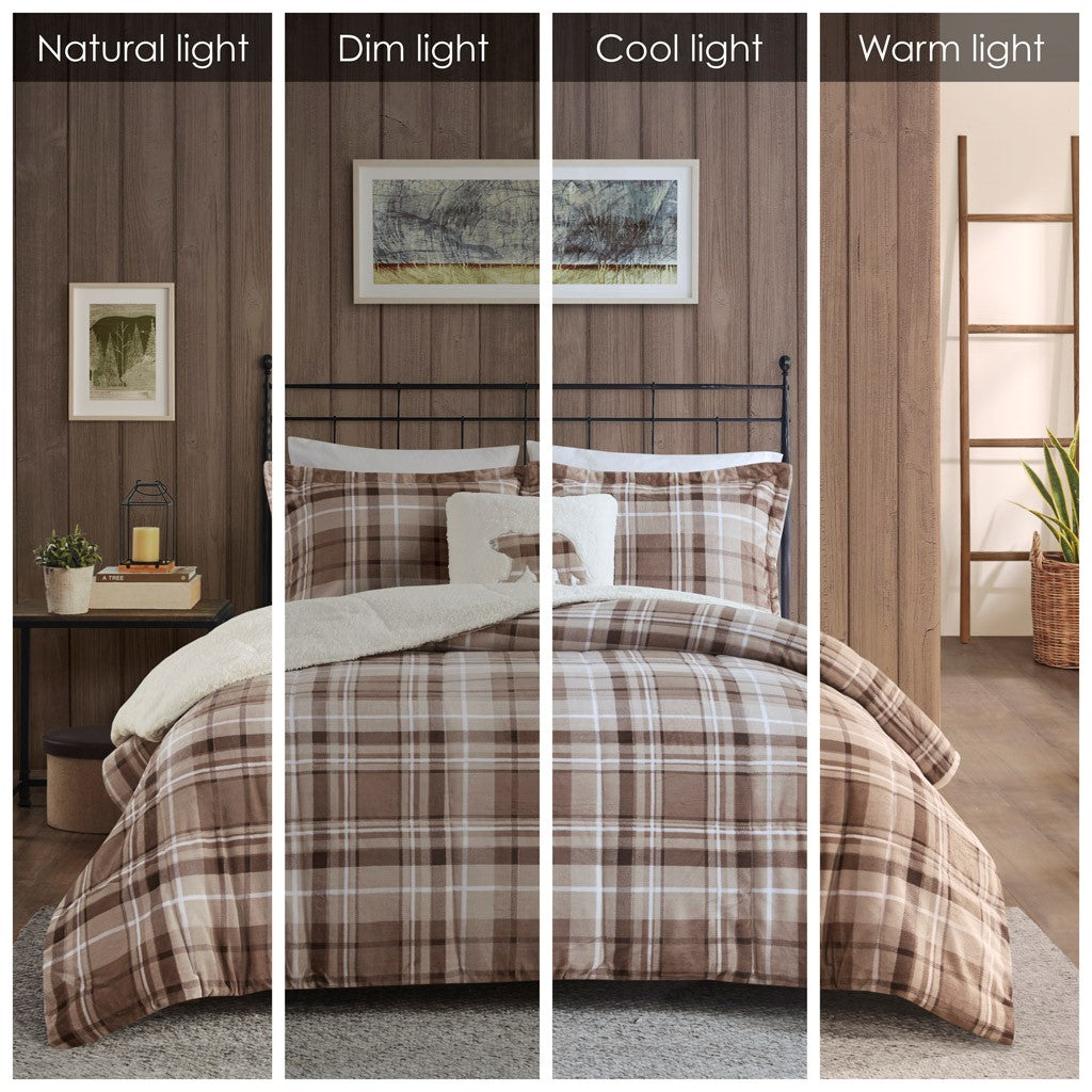 Plush To Sherpa Down Alternative Comforter Set King Multicolor Polyester