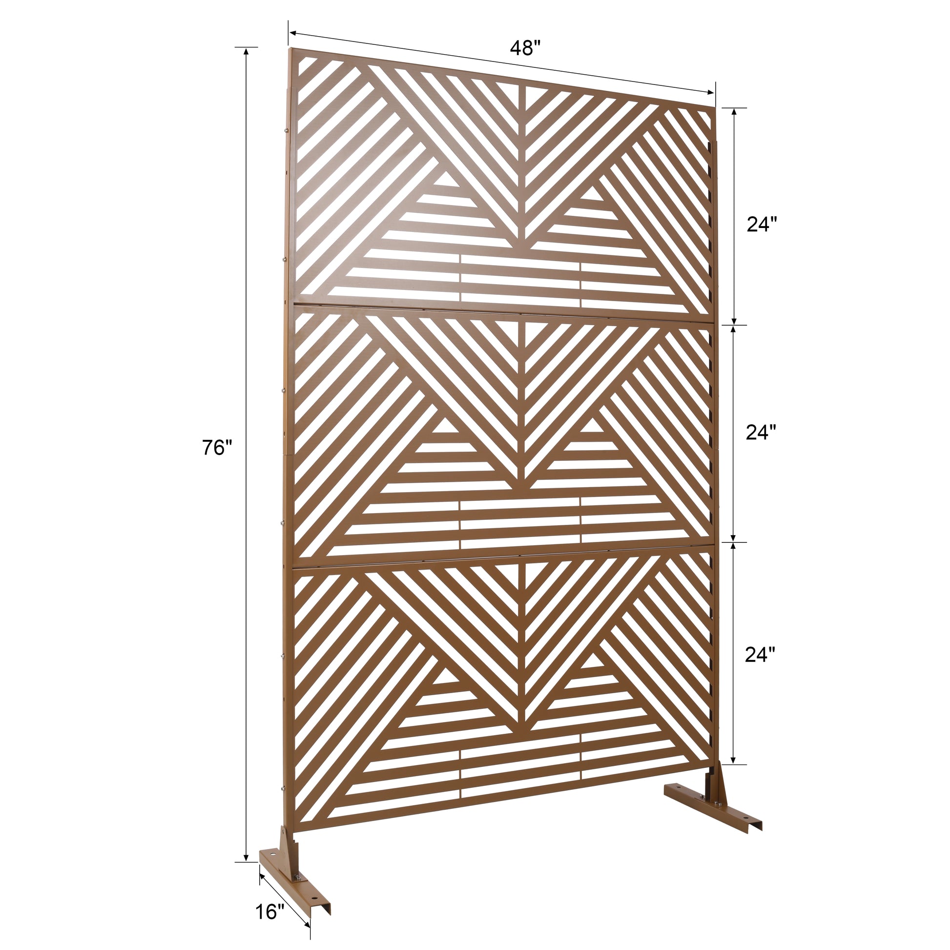 Outdoor & Indoor Privacy Screen Metal Privacy Screen 76" H 48" W, Freestanding Decorative Privacy Screen For Deck Balcony Patio, Privacy Fence Panels For Outside Lawn Garden Ps101 Brown Brown Steel