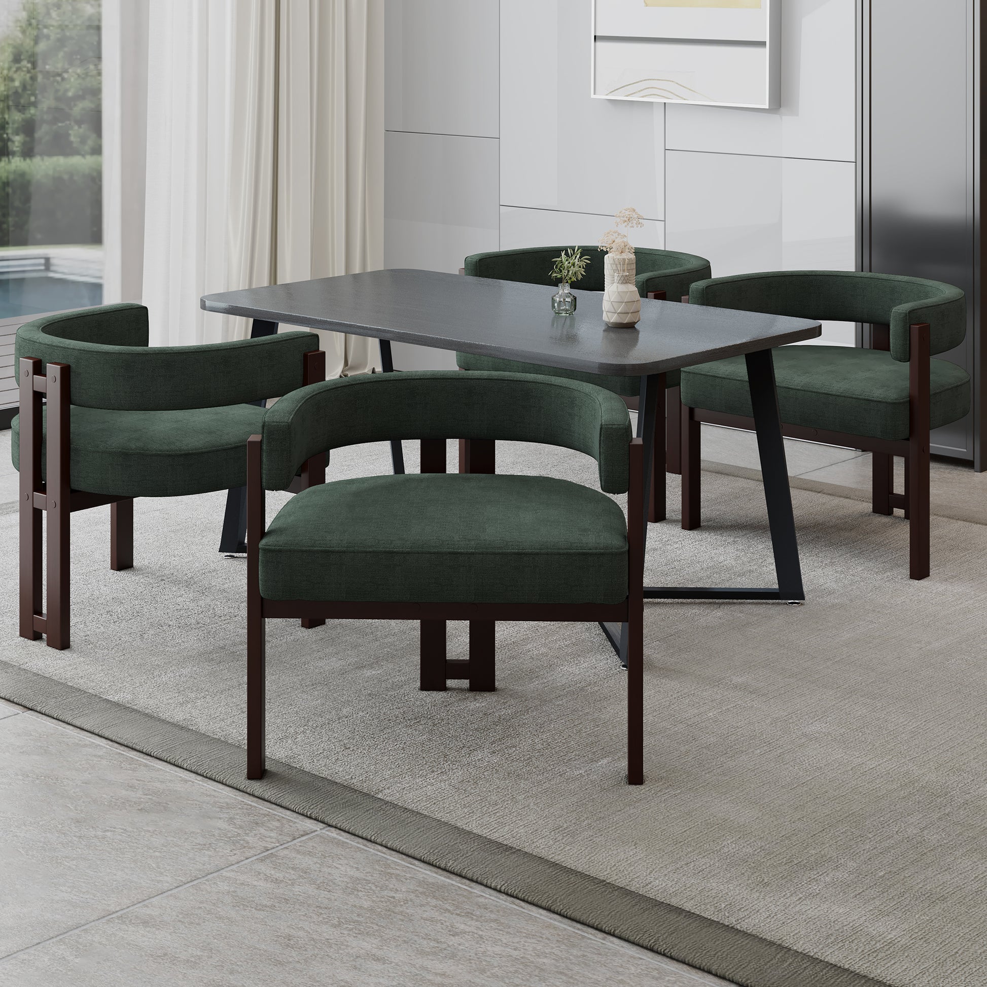 Coolmore Modern Accent Chair Teddy Upholstered Armchair With Open Back 3 Legs Barrel Dining Chair Comfy Side Chair For Living Room Bedroom Dining Room Set Of 2 Emerald Emerald Primary Living Space