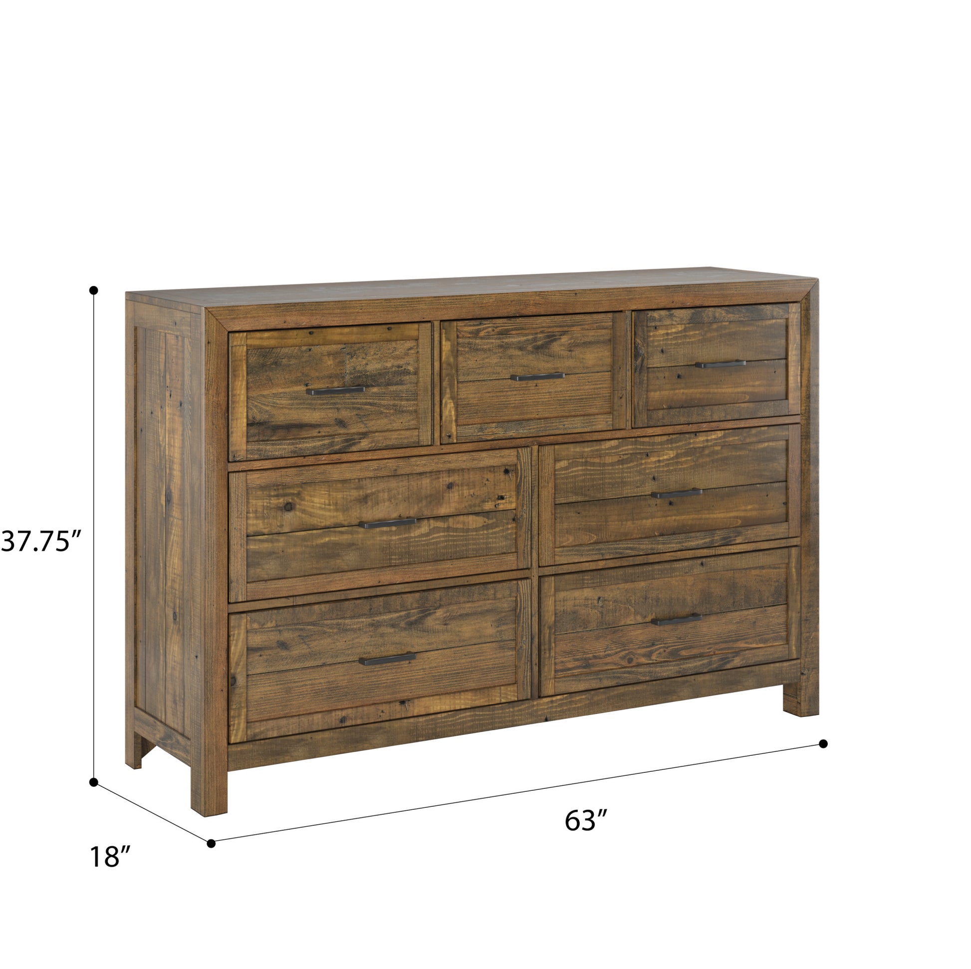 Lisque Brown 7 Drawer Dresser Brown Solid Wood