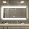 47 In. H Led Single Bathroom Vanity Mirror In Polished Crystal Bathroom Vanity Led Mirror For Bathroom Wall Smart Lighted Vanity Mirrors Transparent Glass