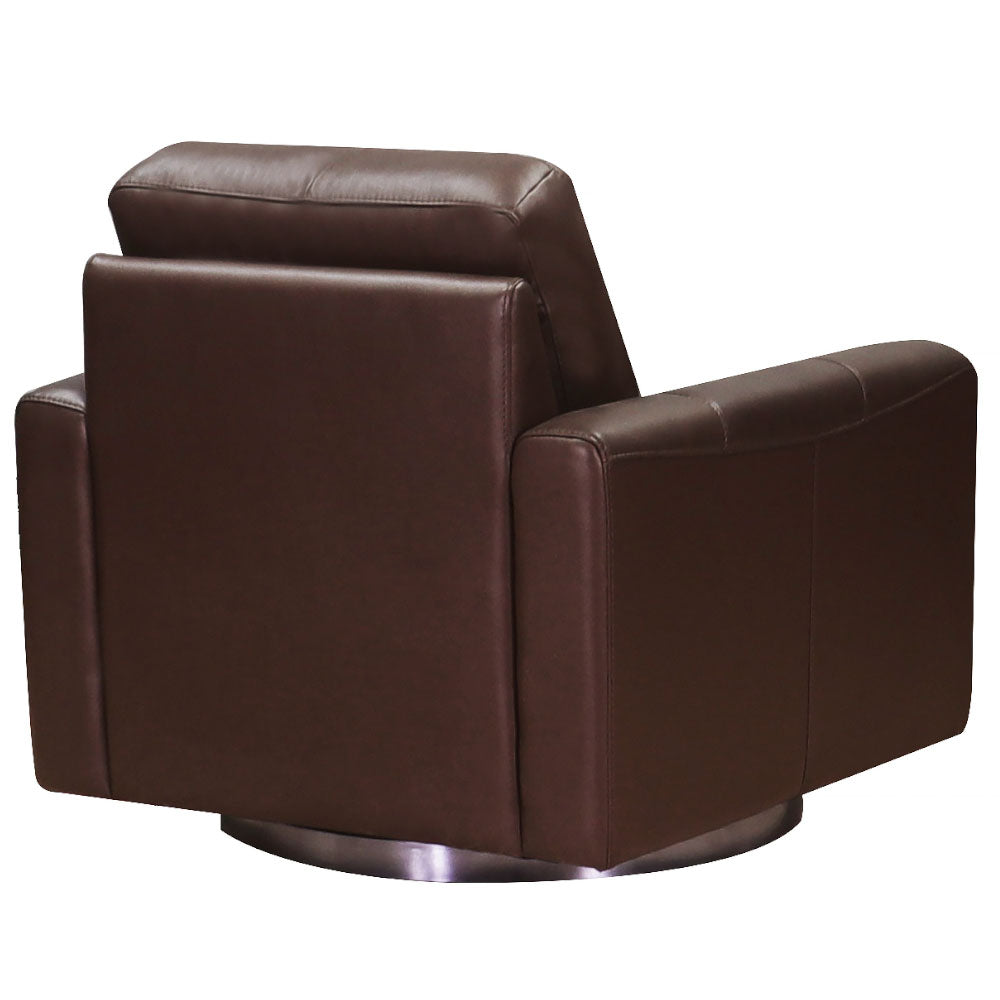 Hayward Swivel Leather Chair Chestnut Memory Foam Genuine Leather
