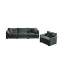 2 Piece Upholstered Sofa, Living Room Sectional Sofa Set Modern Sofa Couches Setdeep Seat Sofa For Living Room Apartment, 1 3 Seat Gray Chenille Gray Chenille 4 Seat