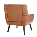 Modern Soft Leather Material Ergonomics Accent Chair Living Room Chair Bedroom Chair Home Chair With Black Legs For Indoor Home Light Brown Pu Light Brown Foam Upholstered