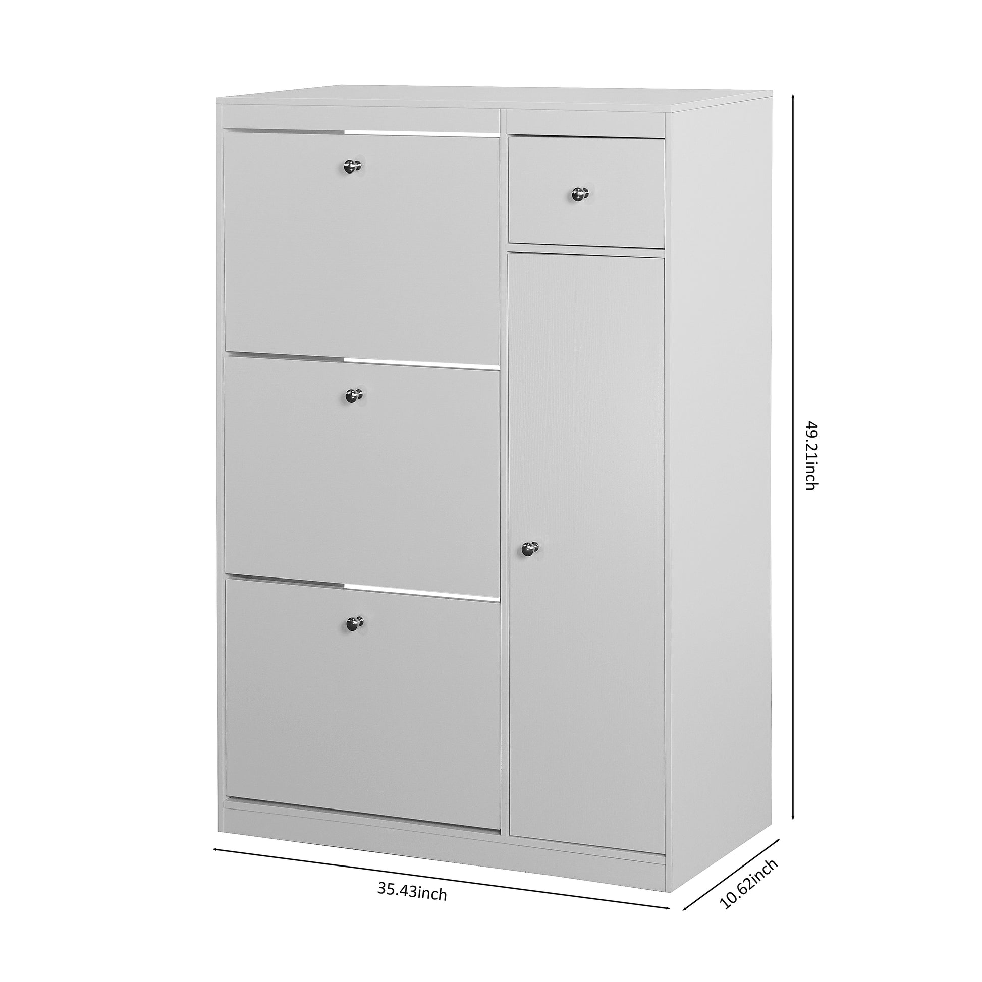 Shoe Cabinet,Freestanding Tipping Bucket Shoe Rack Organizer With 3 Flip Drawers,Entryway Narrow Shoe Storage With Adjustable Storage Shelf,Modern Slim Hidden Shoe Cabinet, White 5 Or More Spaces White Primary Living Space Particle Board