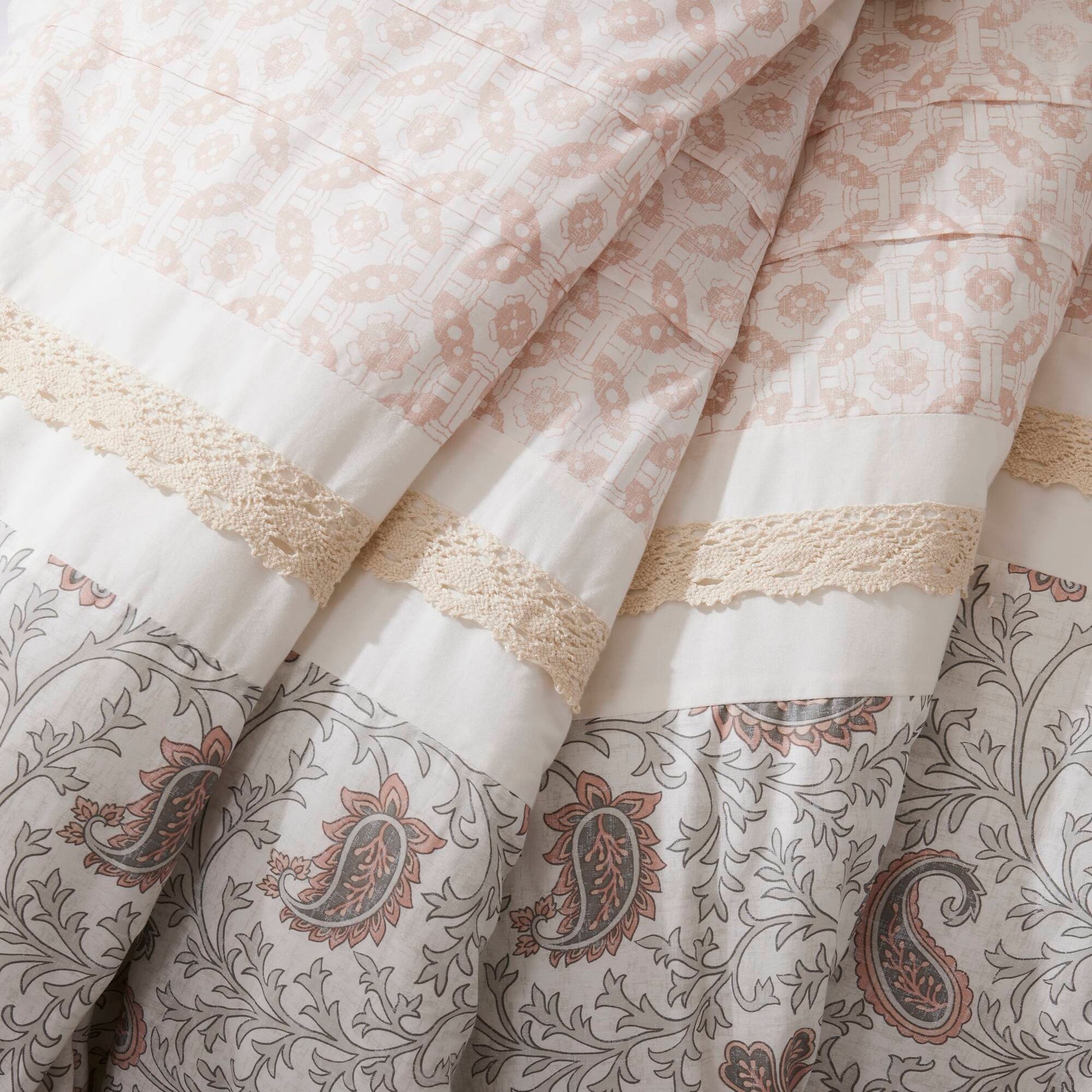 9 Piece Cotton Percale Comforter Set Blush Cal King California King Blush Polyester