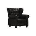 Modern Tufted Push Back Armchair Technical Leather Chair, Adjustable Single Sofa Chair With Sturdy Wood Legs For Bedroom, Living Room, Small Space Color:Black Black Primary Living Space Mid Century