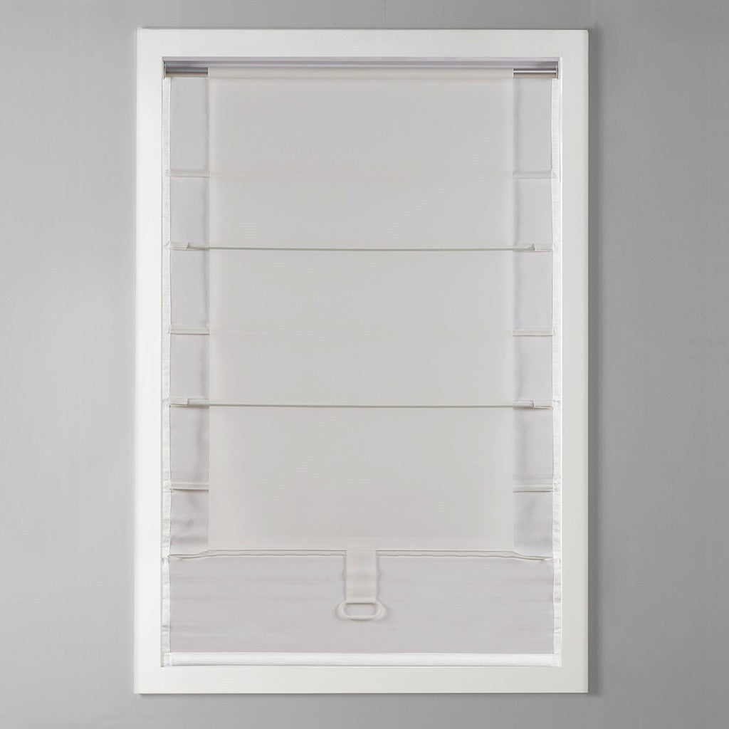 Basketweave Total Blackout Roman Shade White Polyester