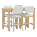 5 Piece Counter Height Dining Set, Classic Elegant Table And 4 Chairs In Natural Wood Wash Natural Wood Wash Solid Wood