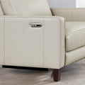 Ashby Power Headrest Zero Gravity Reclining Loveseat With Power Lumbar Beige Genuine Leather Wood Primary Living Space Medium Firm Tight Back Mid Century Modern Eucalyptus Square Arms Memory Foam