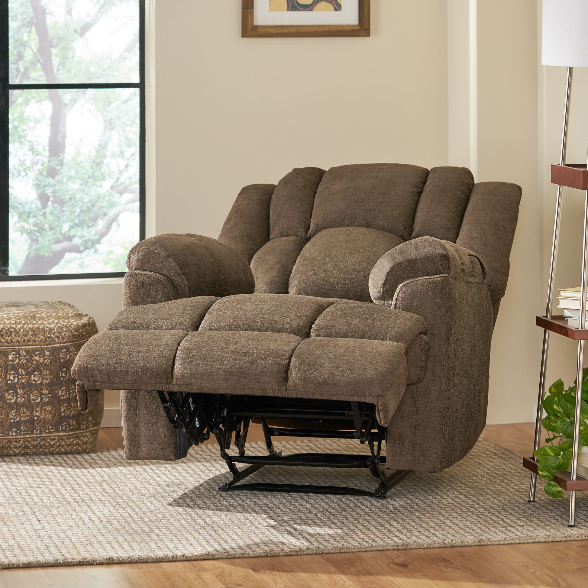 Massage Recliner Brown Fabric