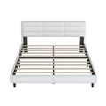 King Size Upholstered Platform Bed With Led Light Strips,White King White Upholstered
