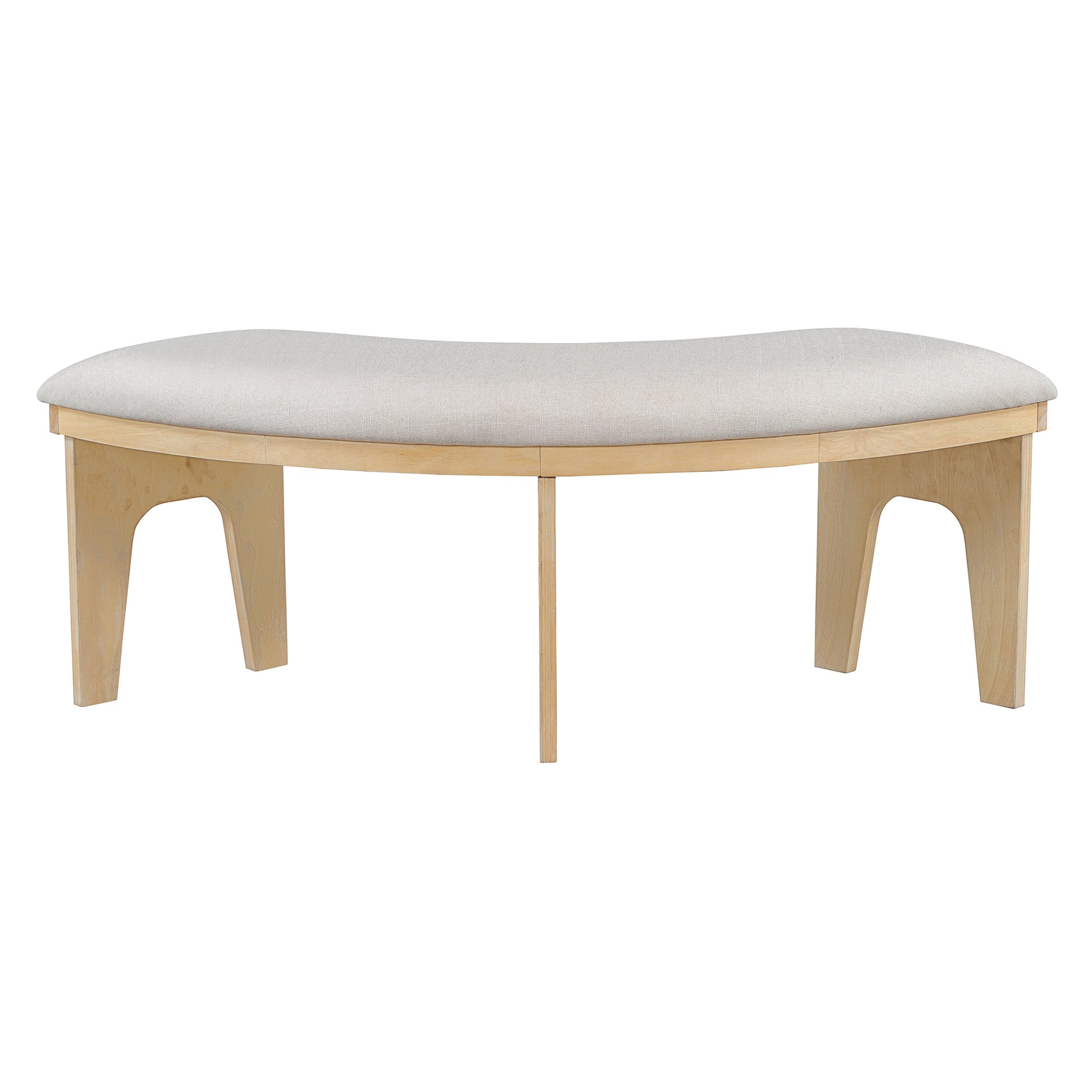 5 Piece Rustic Charm Round Dining Set With 3 Upholstered Chairs And Curved Bench For Dining Room, Kitchen And Living Room Natural Natural Rubber Wood