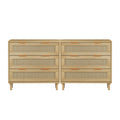3 Drawers Rattan Storage Cabinet Rattan Drawer Set Of 2 ,For Bedroom,Living Room,Dining Room,Hallways,Oak Oak Primary Living Space Mdf