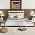 Queen Size Wooden Storage Platform Bed, With 2 Big Drawers, T Size Trundle, White Queen White Plywood
