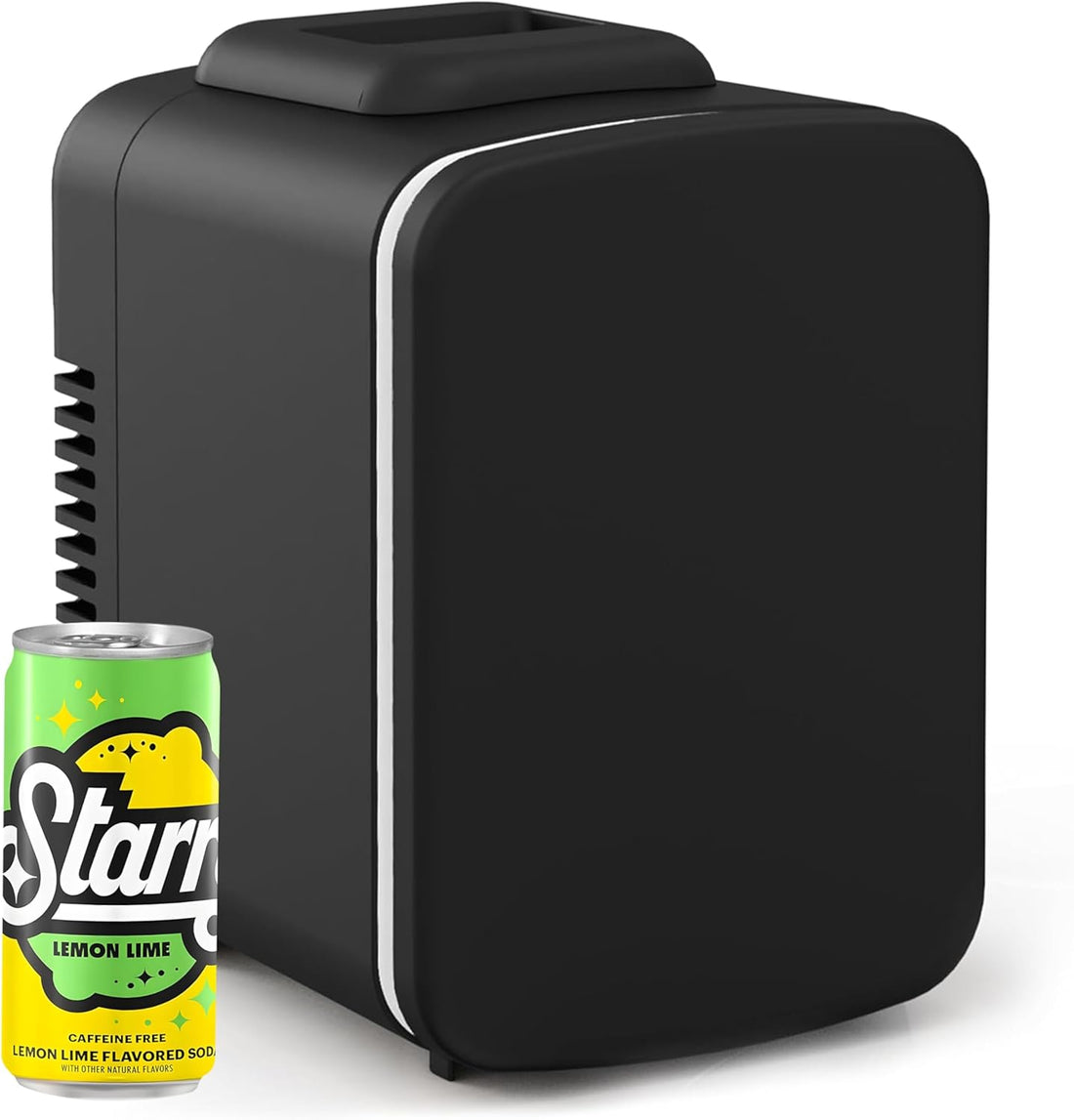 4L 6 Can Mini, Portable Cooler & Warmer Freon Free Small Refrigerator, Compact Fridge For Skincare, Beverage, Food, Cosmetics, Black Black Plastic