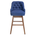 Coolmore Bar Stools Set Of 2 Counter Height Chairs With Footrest For Kitchen, Dining Room And 360 Degree Solid Wood Legs Swivel Bar Stools Set Of 2 Navy Linen Navy Foam Linen