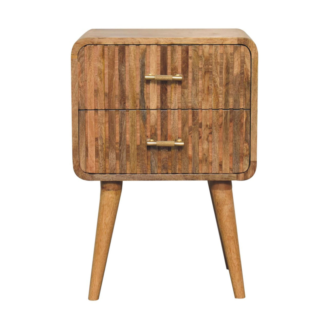 Solid Wood T Bar Ridged Nightstand Brown Light Brown 2 Drawers Bedroom Bedside Cabinet Modern Mango Drawers Oak Solid Wood