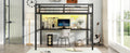 Metal Full Size Loft Bed With Power Outlet And Led Lighted, Space Saving, Noise Reduced, Black Full Black Metal