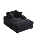 43.3 Inch Corduroy Single Sofa With A Back Pillow2 Toss Pillowsa Ottoman ,2Storage Spaces And Cup Holding Grooves Comfy Sofa Deep Seat Couch For Living Room Black Foam Corduroy 1 Seat