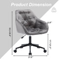 Velvet Home Office Chair, Modern Home Desk Chair With Wheelsvanity Chairs For Living Room, Bedroom,Study Room,Computer Chair Grey Fiber Foam And Polyester Fiber Pad Iron