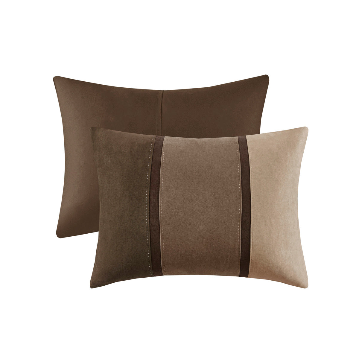 7 Piece Faux Suede Comforter Set Brown Cal King California King Brown Polyester
