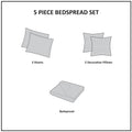 5 Piece Reversible Jacquard Bedspread Set Red Queen Queen Red Cotton