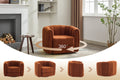 Swivel Accent Barrel Chair, Modern Round Armchairs With Upholstered, Comfy Swivel Accent Chair For Living Room Brown Teddy