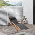 Outsunny Outdoor Chaise Wood Lounge Chair With Pillow, Armrests,Sling Mesh And Comfortable Curved Design For Patio, Deck, And Poolside Black Pine