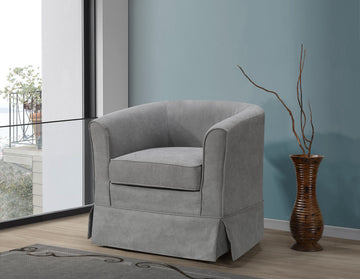 Tucker 28" Steel Gray Woven Fabric Swivel Barrel Chair Gray Fabric