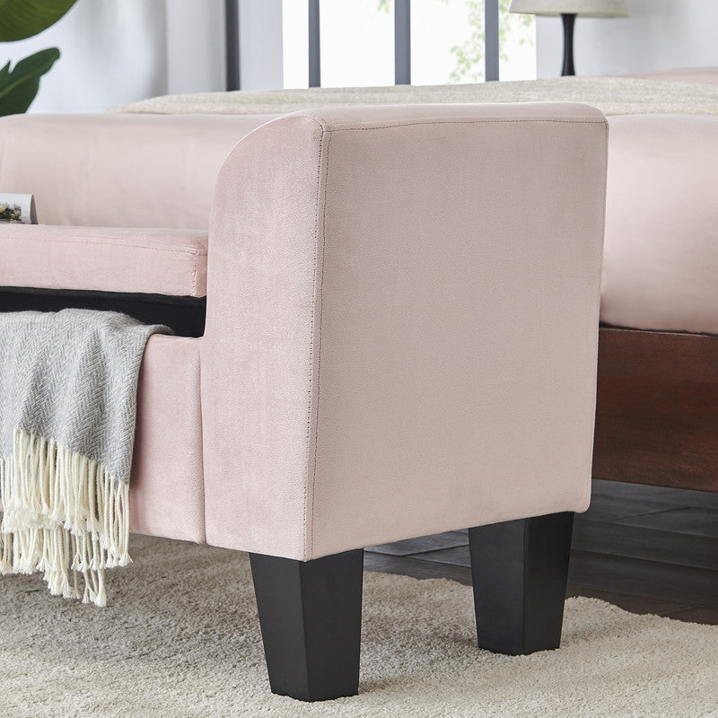 Mila 55" Pink Velvet Ottoman Bench With Storage Pink Velvet