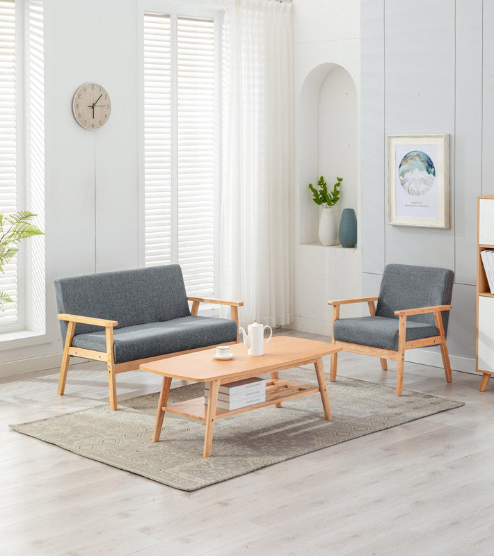 Bahamas Coffee Table Loveseat Chair Set Gray Linen