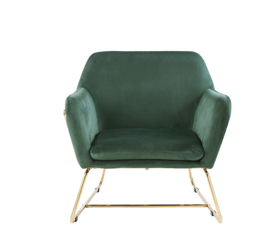 Keira 29.5" Green Velvet Accent Chair With Metal Base Green Velvet