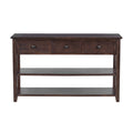 Retro Design Console Table With Two Open Shelves, Pine Solid Wood Frame And Legs For Living Room Espresso Espresso Solid Wood Mdf