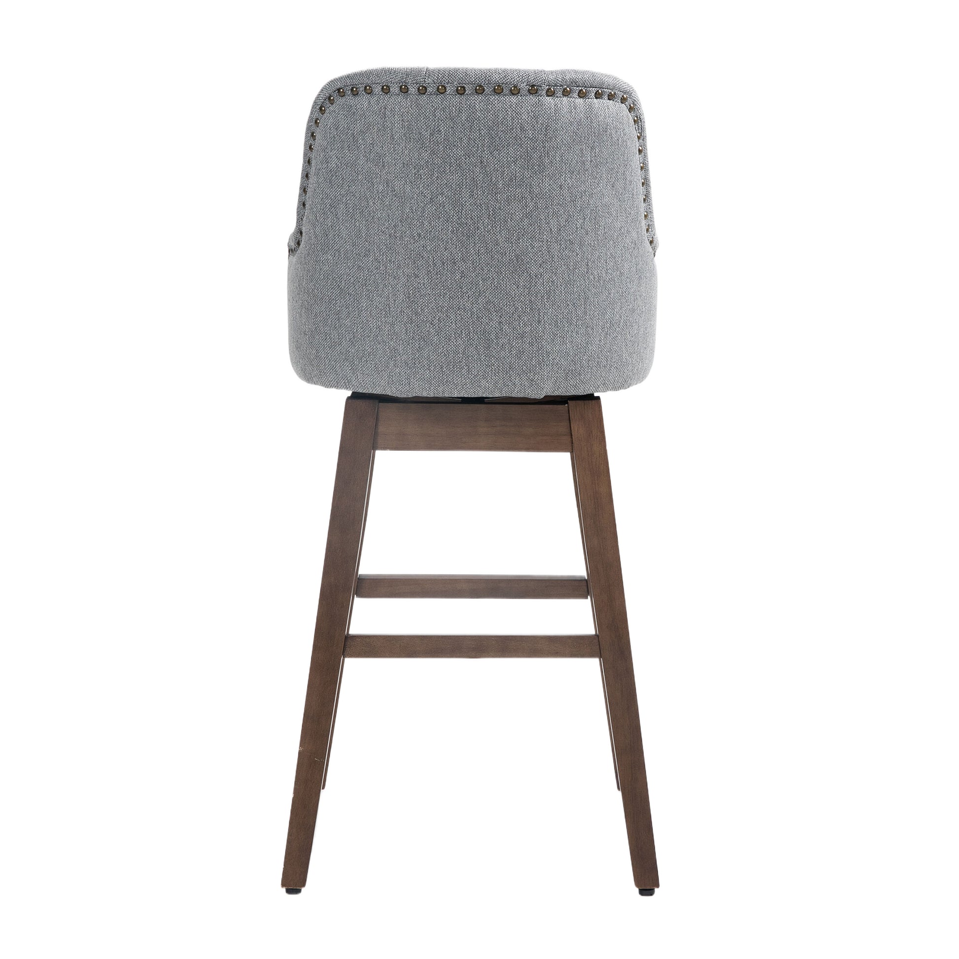 Coolmore Bar Stools Set Of 2 Counter Height Chairs With Footrest For Kitchen, Dining Room And 360 Degree Solid Wood Legs Swivel Bar Stools Set Of 2 Gray Linen Gray Foam Linen