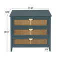 3 Drawer Cabinet,Natural Rattan,American Furniture,Suitable For Bedroom, Living Room, Study Green Mdf
