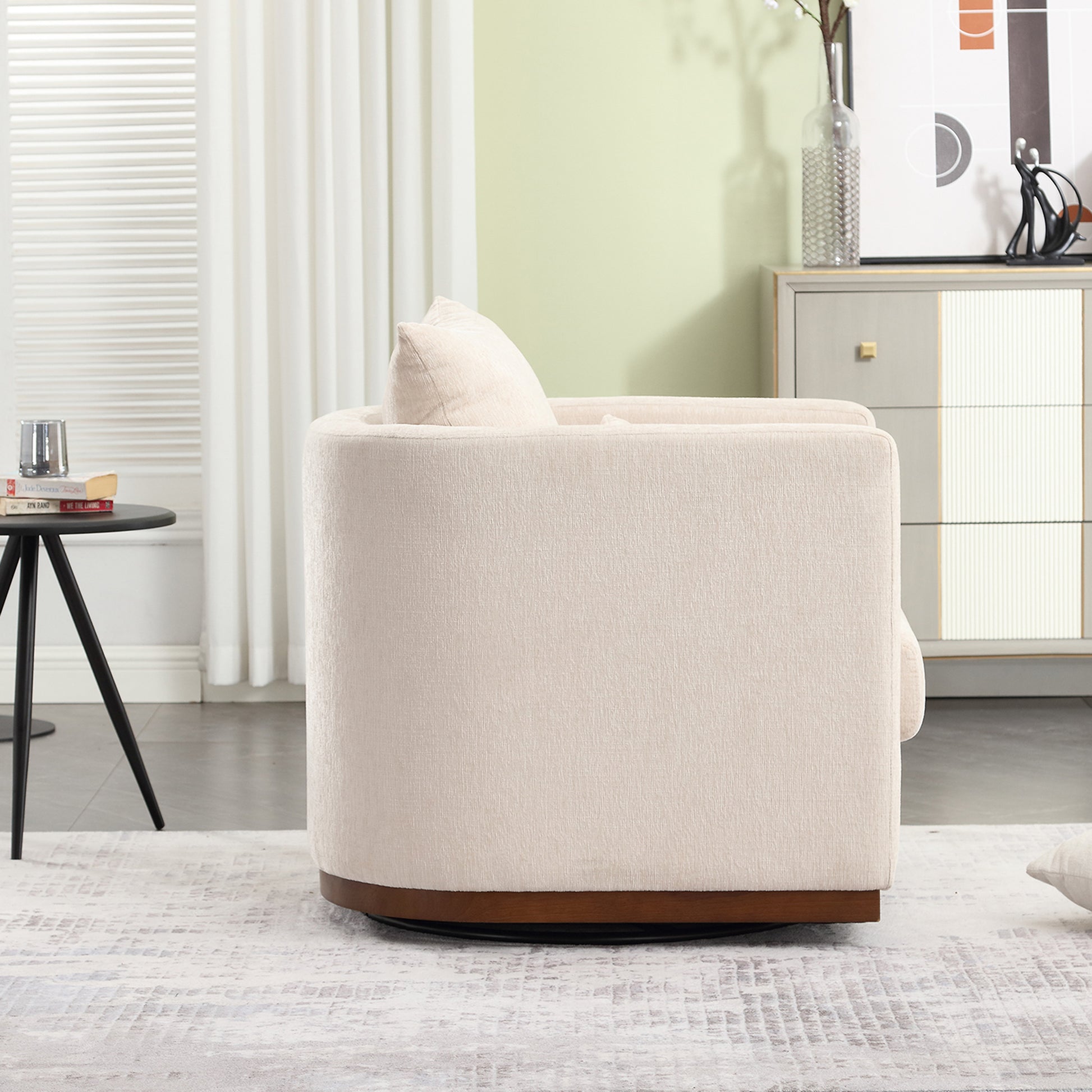 Coolmore Swivel Barrel Chair, Comfy Round Accent Sofa Chair For Living Room, 360 Degree Swivel Barrel Club Chair, Leisure Arm Chair For Nursery, Hotel, Bedroom, Office, Lounge Beige Chenille Beige Primary Living Space Foam Chenille