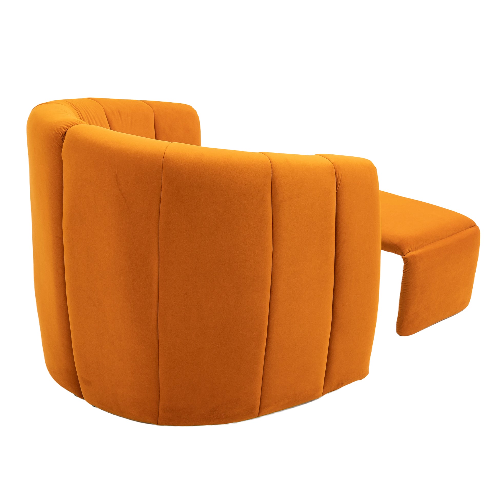 Coolmore Accent Chair With Ottoman, Mid Century Modern Barrel Chair Upholstered Club Tub Round Arms Chair For Living Room Bedroom Office Orange Velvet Orange Foam Velvet