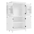 Elegant Bathroom Floor Storage Cabinet, Bathroom Storage Unit, Freestanding Cabinet With 4 Doors, Adjustable Shelves, Adaptable Shelves, White White Mdf