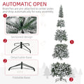Homcom 9Ft Unlit Snow Flocked Slim Pine Artificial Christmas Tree With Realistic Branches And 1084 Tips Green Plastic