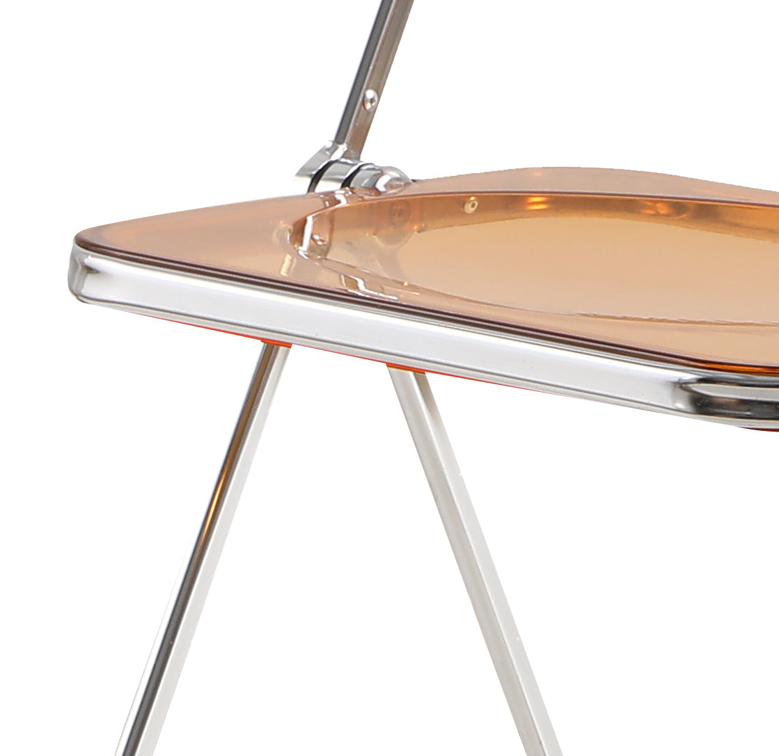 Folding Chair Transparent Chairs Ghost Stackable Crystal Folding Chair Pc Plastic Living Room Seat Chrome Frame And Foldable Acrylic Chair Fo Orange Orange Pc